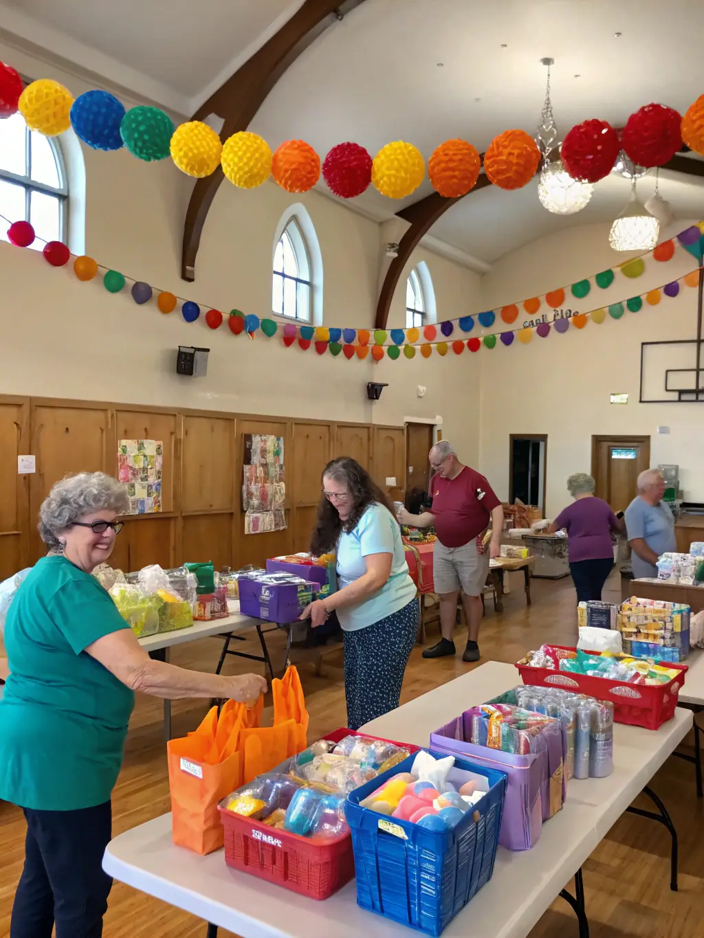 A photo of volunteers working together to set up for a GEM S COUNTRY CLUB event, demonstrating the club's commitment to volunteerism and community support.